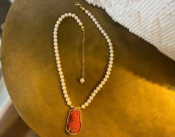 Collana in argento Perle e corallo rosso 2