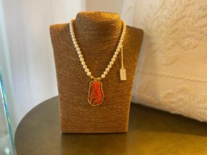 Collana in argento Perle e corallo rosso