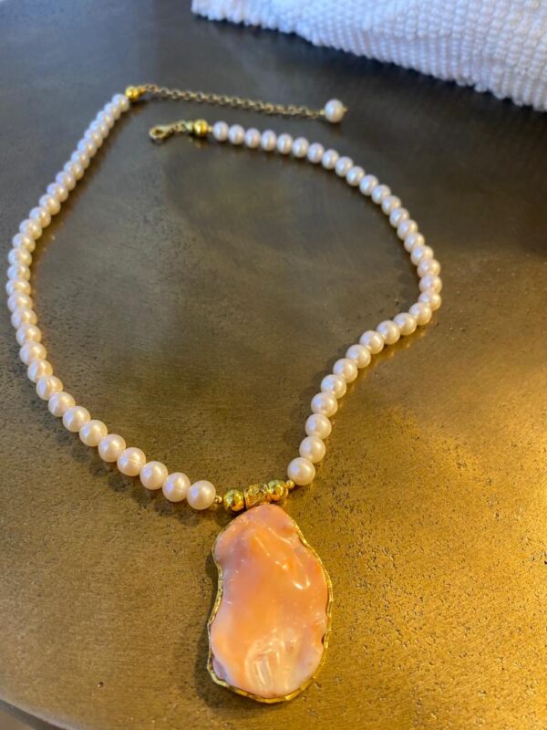 Collana in argento Perle e corallo rosa 2